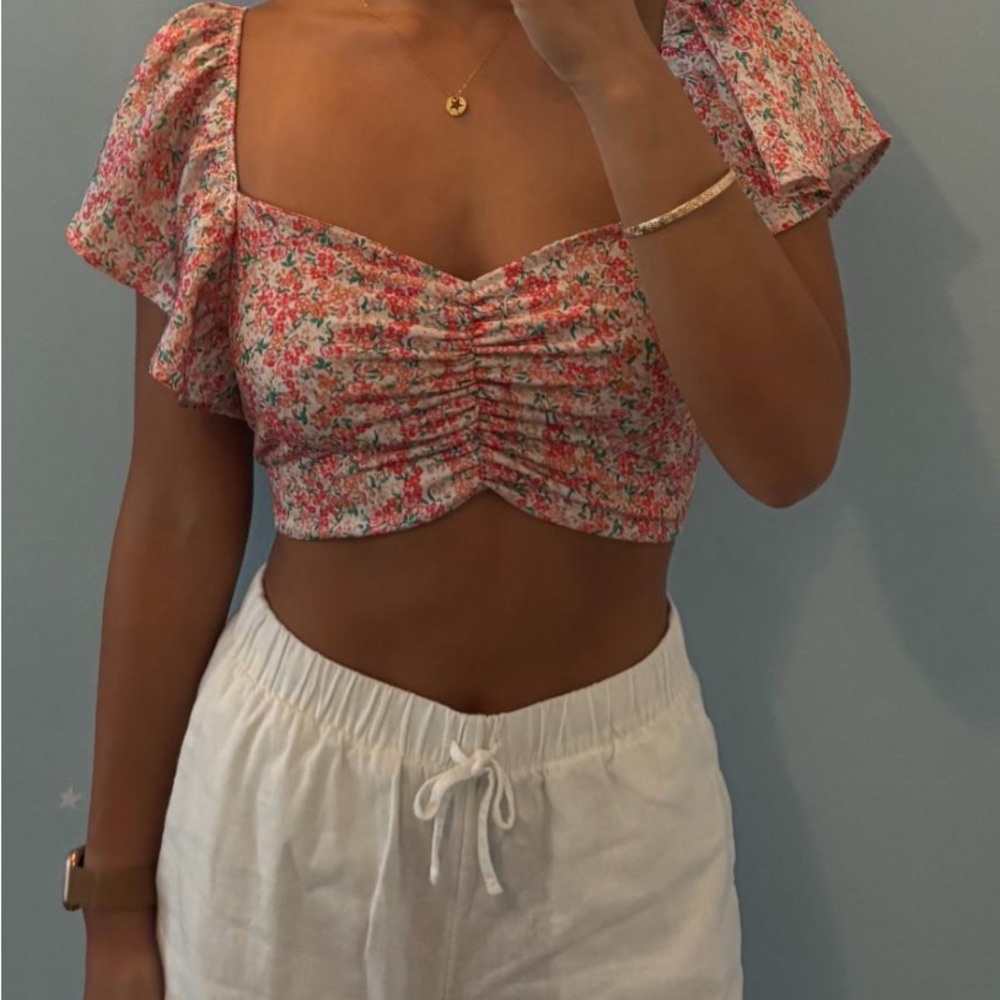 Zara Pink Floral Crop Top